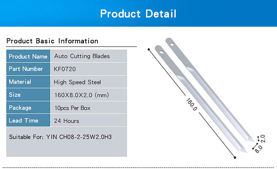 KF0720 CH08-02-25w size 162 8 2.0mm Cutter Knife Blades For Yin 4